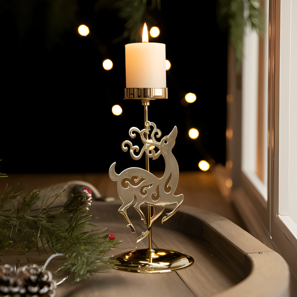Vintage Goldene Weihnachtskerzenhalter – Stimmungsvolle Dekorative Tischdekoration