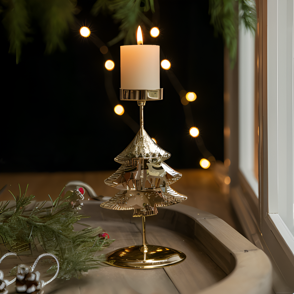 Vintage Goldene Weihnachtskerzenhalter – Stimmungsvolle Dekorative Tischdekoration