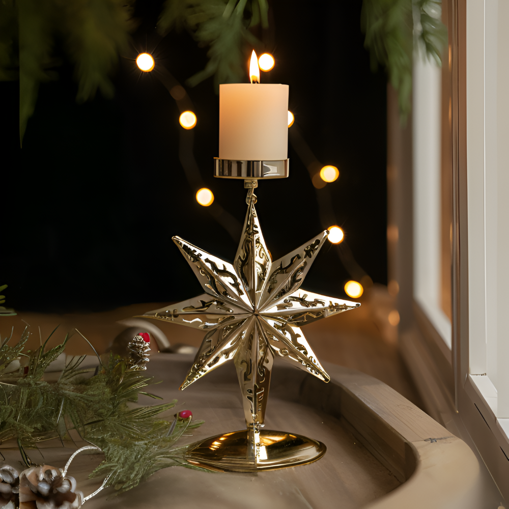 Vintage Goldene Weihnachtskerzenhalter – Stimmungsvolle Dekorative Tischdekoration