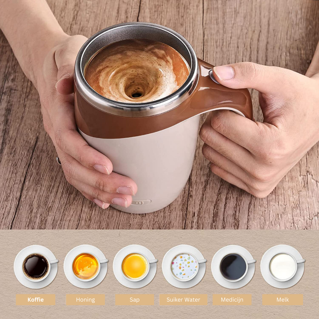 Selbstrührende Reisebecher 380 ml mit USB-Mixer – Elektrischer Kaffee- und Proteinshaker