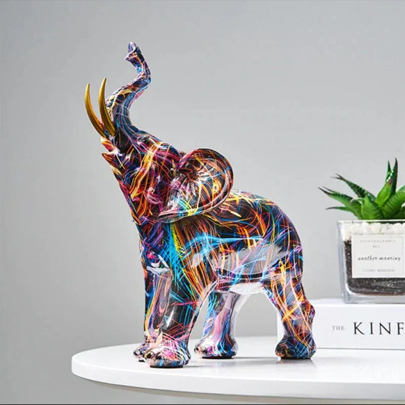 ColorTrunk | Lebhaftes Kunstwerk & Einzigartiges Mutiges Design Elefanten Skulptur
