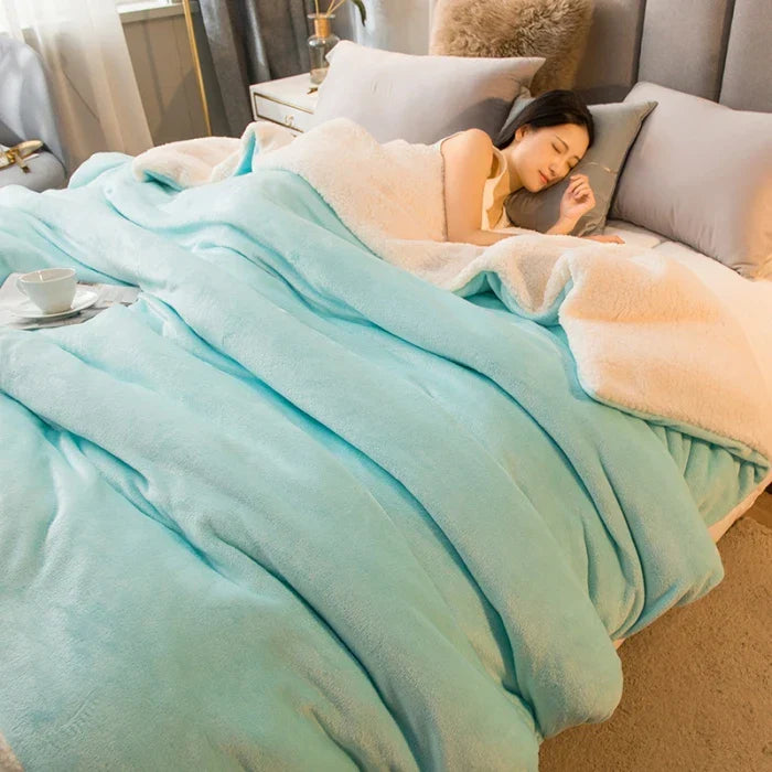 CozyNest Wendbare Woll-Decke – Flanell & Kaschmir Wärmedecke für den Winter