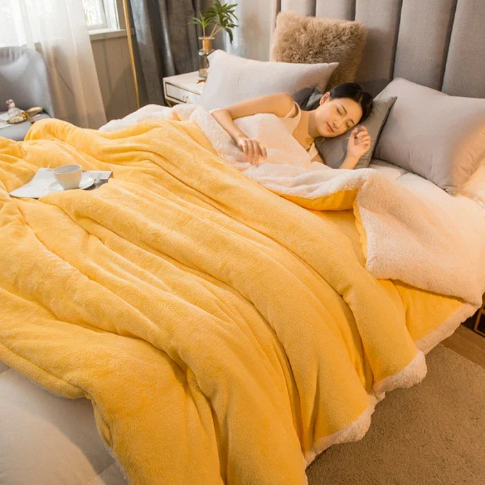 CozyNest Wendbare Woll-Decke – Flanell & Kaschmir Wärmedecke für den Winter