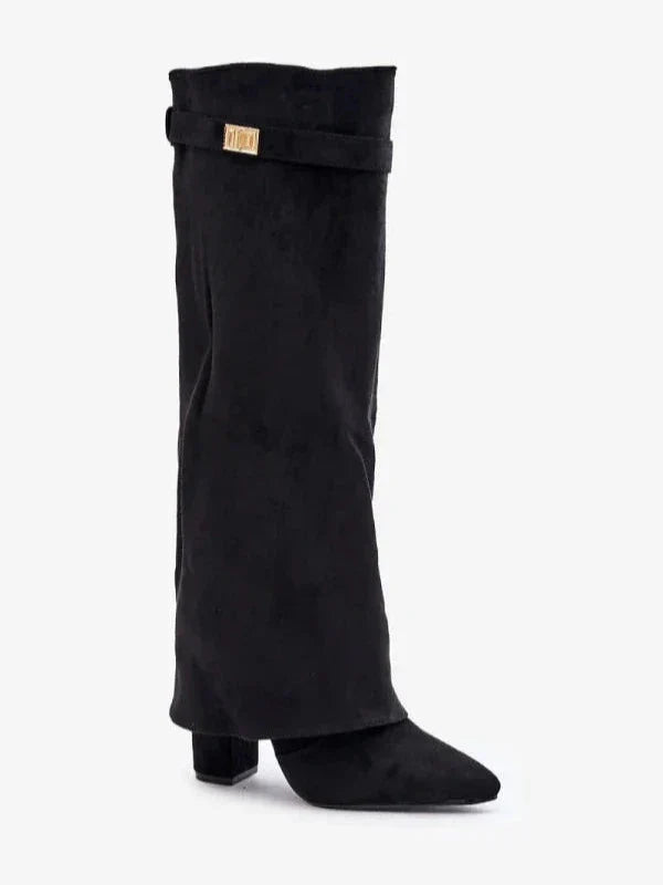 Damen Absatzstiefel Elegantes PU-Leder Blockabsatz