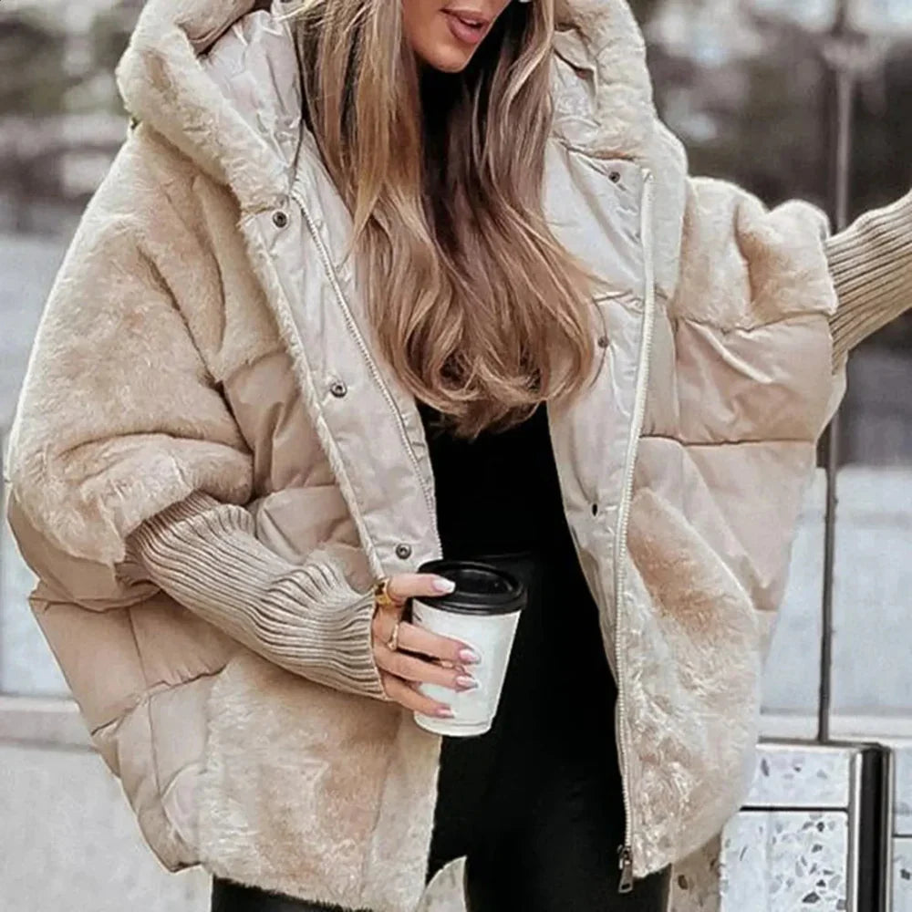 CozyShell Übergröße Damen Pufferjacke – Warme Winterjacke mit Kapuze und dicker Füllung