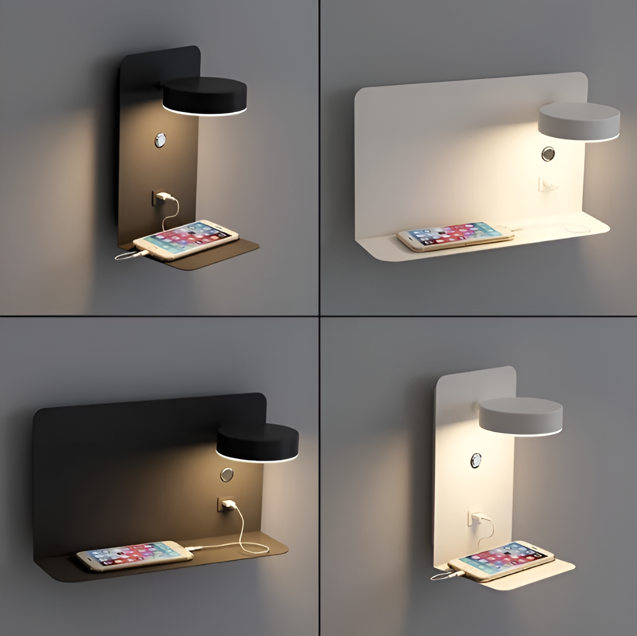 DazzleShelf | Minimalistisch & USB-Lade Nachttischlampe