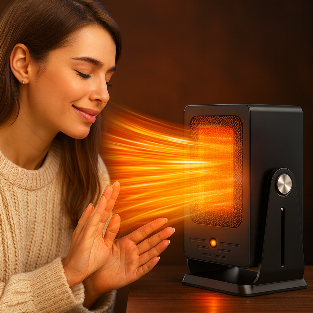 Keramischer Elektrischer Heizlüfter 900W – Tragbare Heizung mit Thermostat