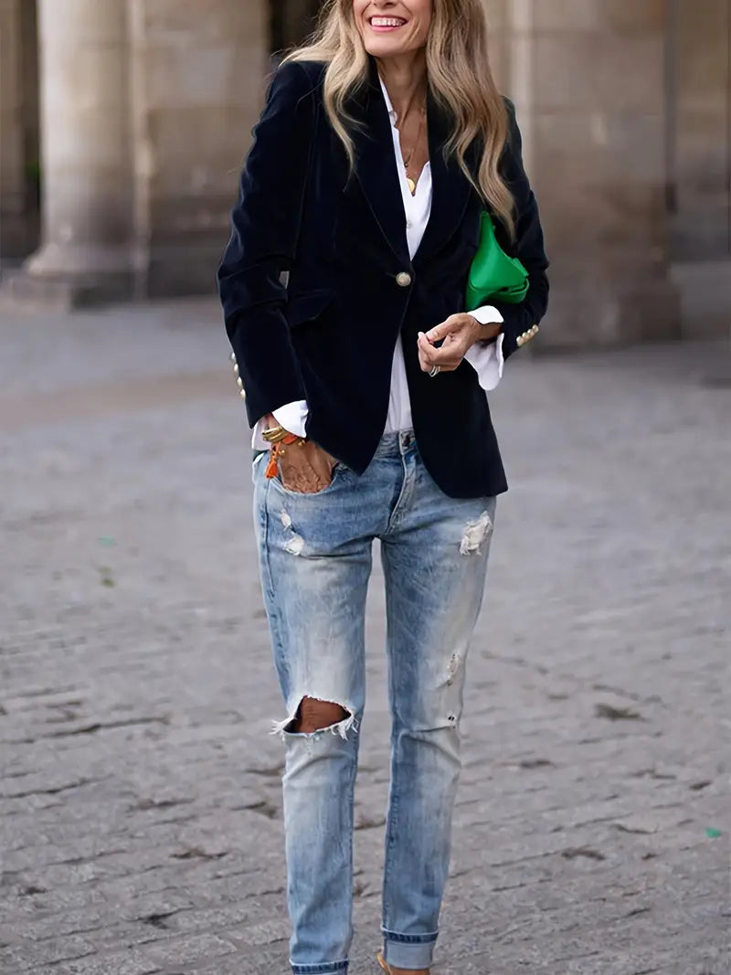 VelvetChic – Eleganter Blazer | Luxuriöser Samtblazer für stilvolle Raffinesse