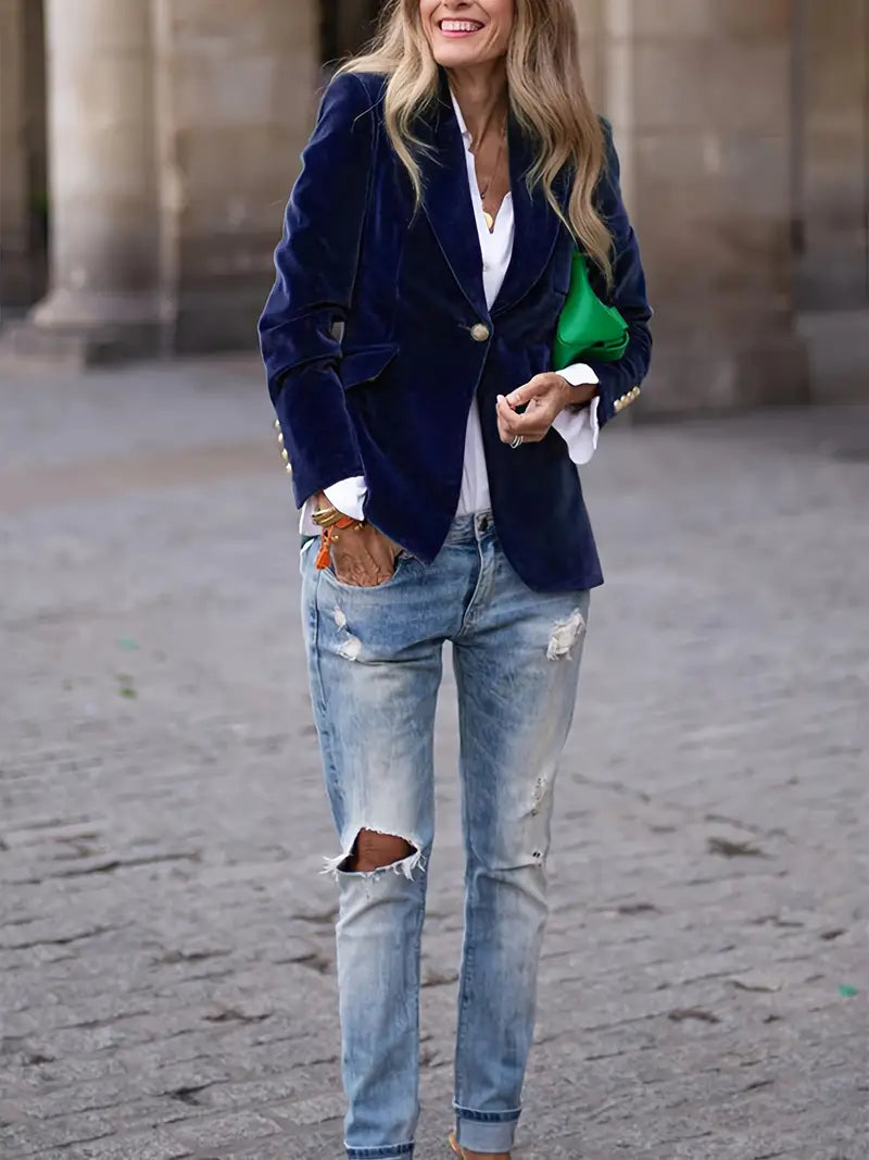 VelvetChic – Eleganter Blazer | Luxuriöser Samtblazer für stilvolle Raffinesse