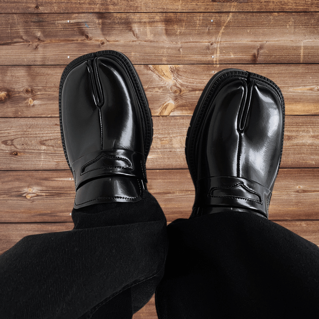 Elegante Herren Schuhe mit geschnittenen Zehen und dicker Sohle