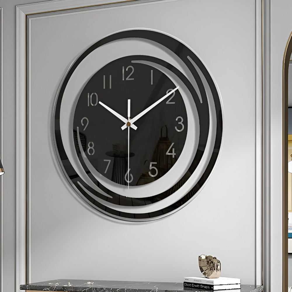 Sorana - Moderne Schwarze Acryl-Wanduhr im Skandinavischen Design 30 cm