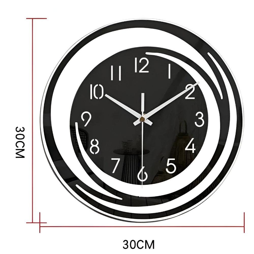 Sorana - Moderne Schwarze Acryl-Wanduhr im Skandinavischen Design 30 cm