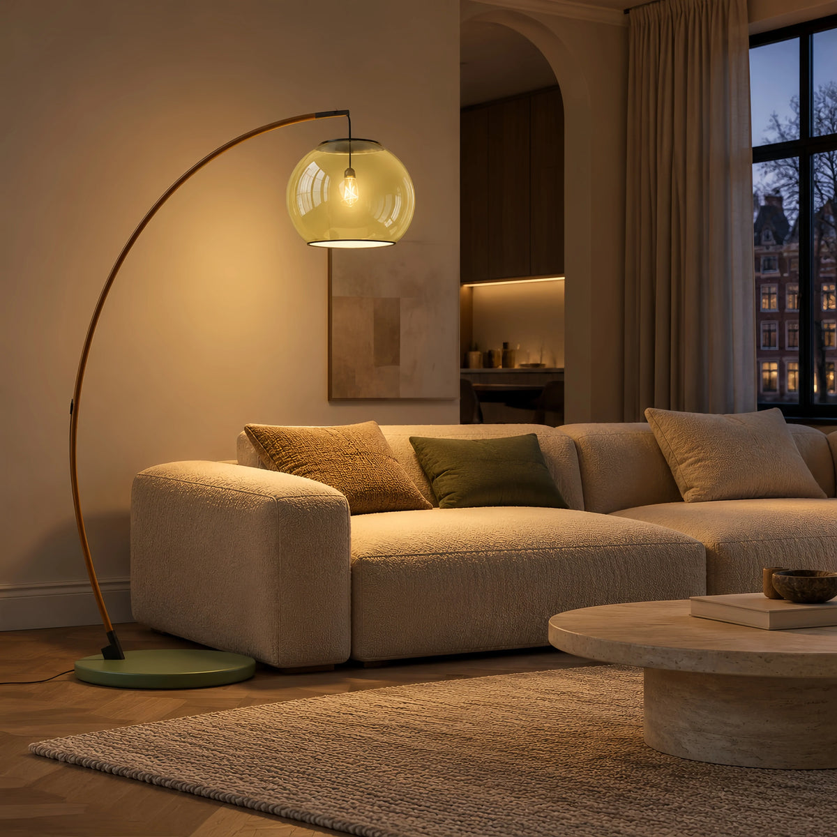 Moderne Glas-Stehlampe – Elegante Designbeleuchtung mit Glaslampenschirm