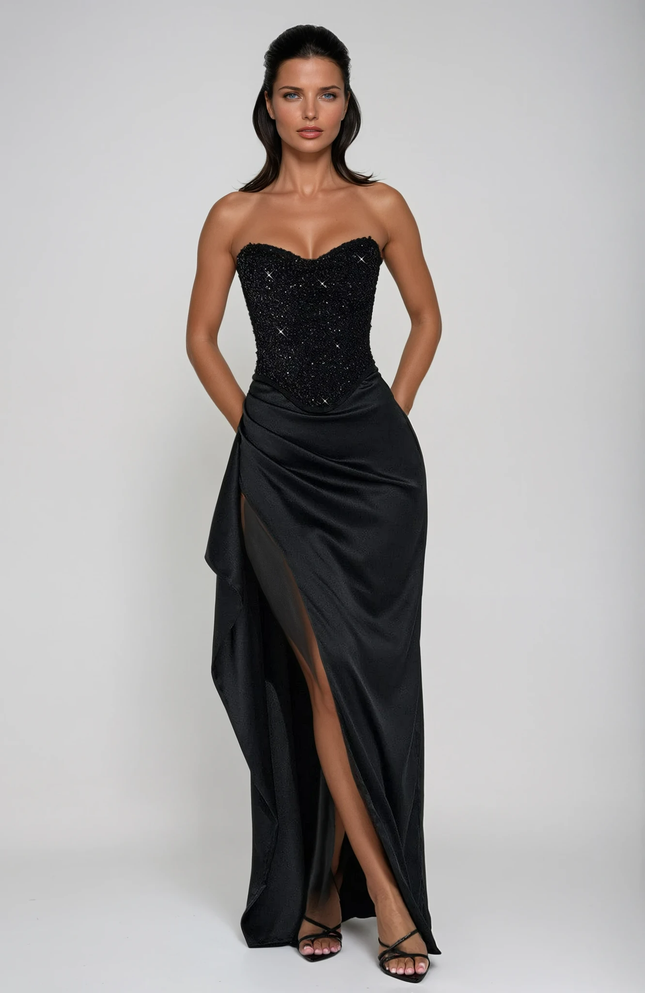 Emrielle Luxe Korsettkleid | Elegantes, mit Perlen verziertes Maxikleid für unvergessliche Abende