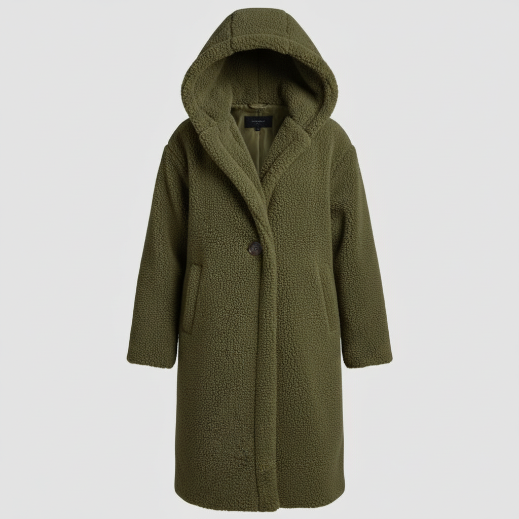 Damen Teddy Mantel mit Kapuze | Heidi-Mode