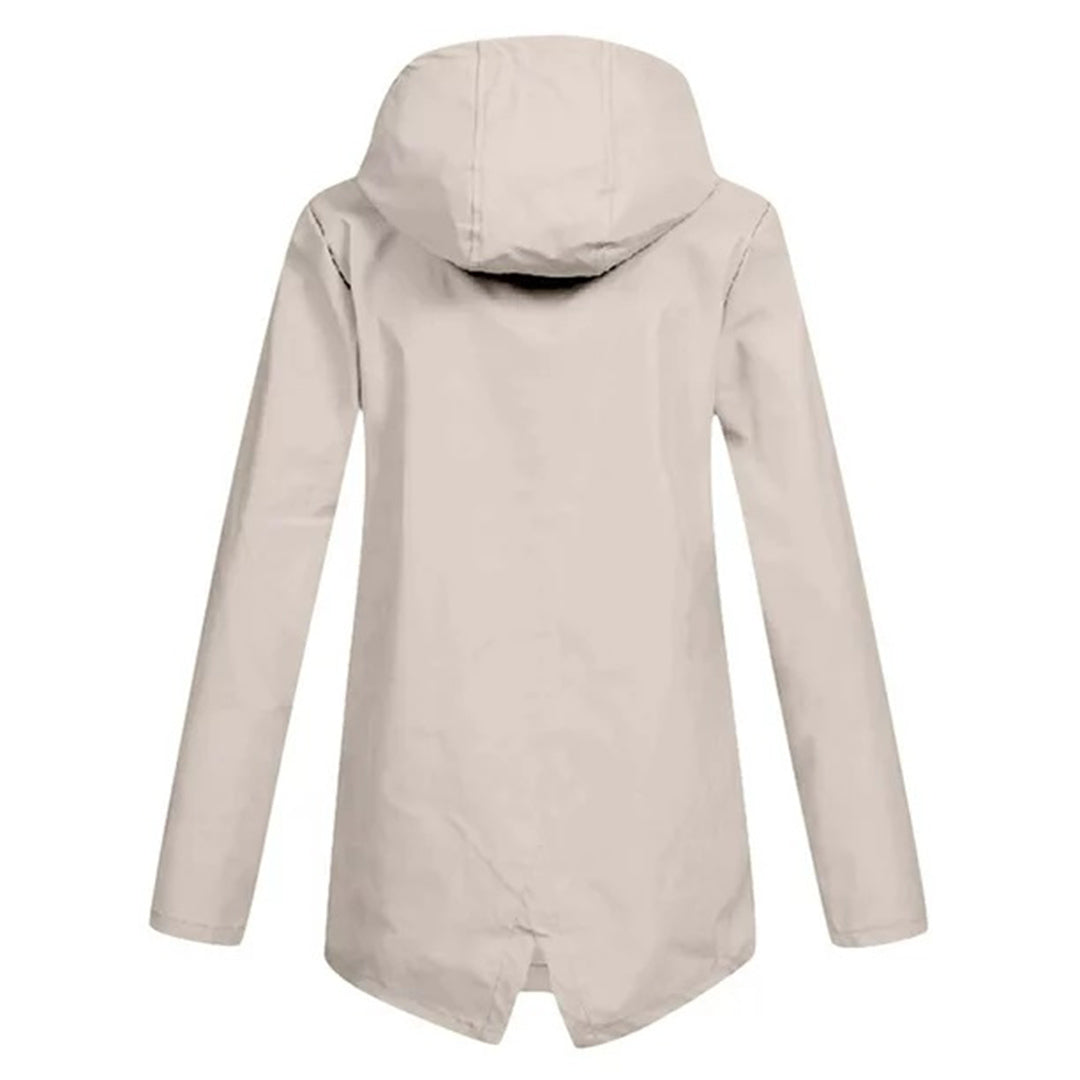 Lange Damen Regenjacke mit Kapuze – Wasserdichte Jacke für Regenwetter