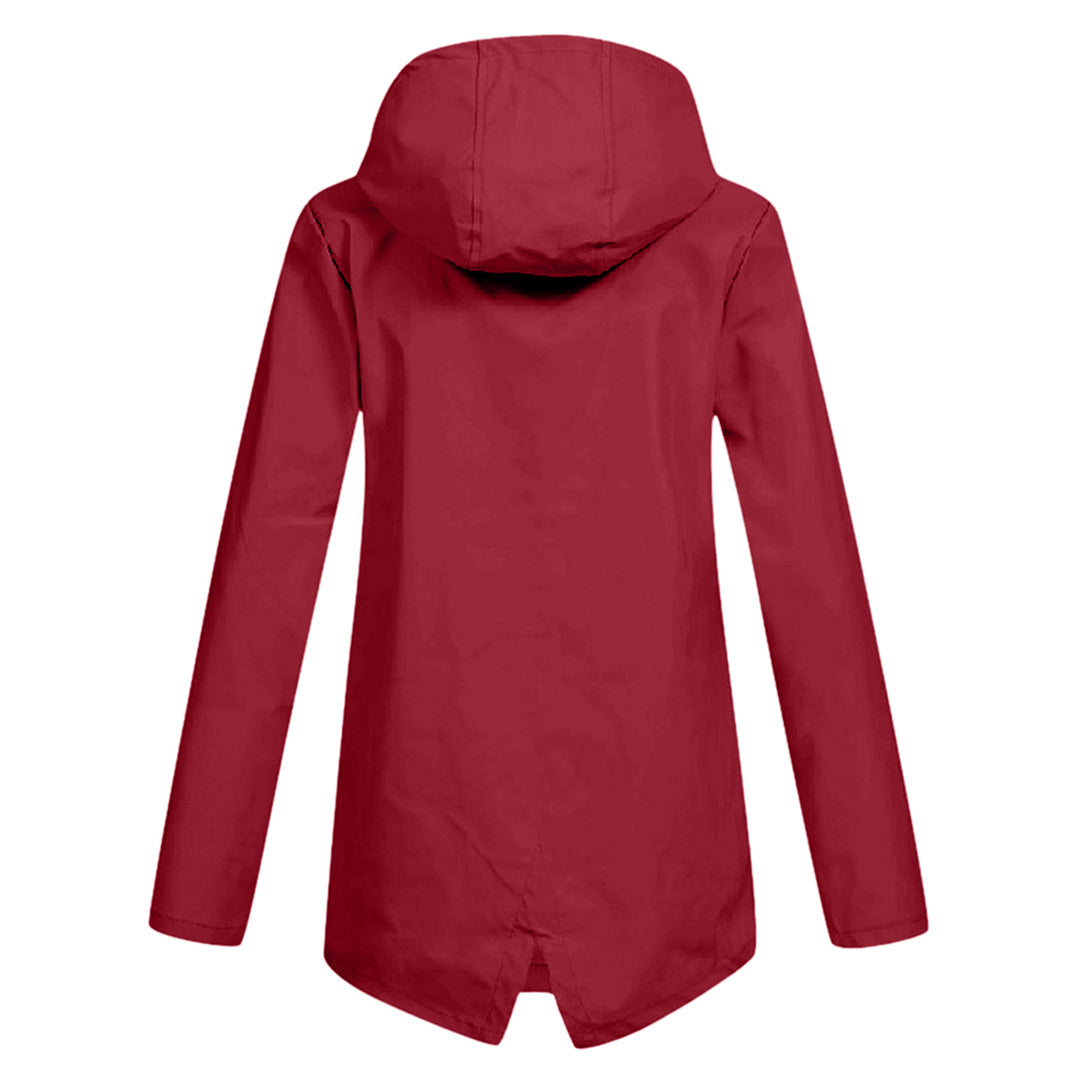 Lange Damen Regenjacke mit Kapuze – Wasserdichte Jacke für Regenwetter