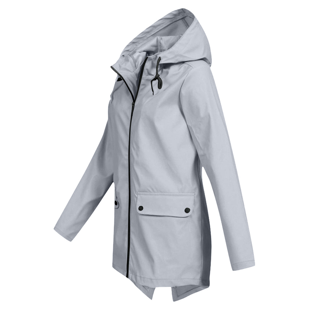 Lange Damen Regenjacke mit Kapuze – Wasserdichte Jacke für Regenwetter