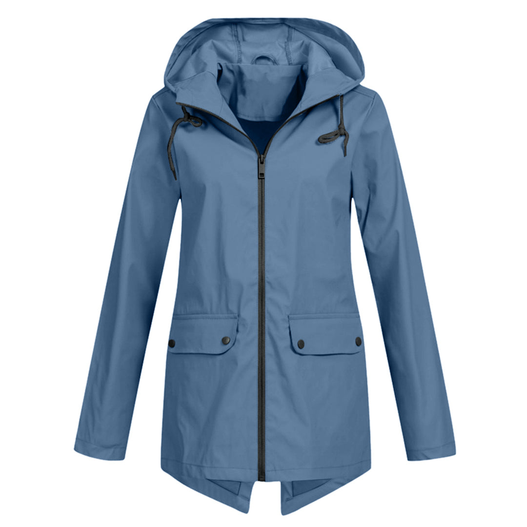 Lange Damen Regenjacke mit Kapuze – Wasserdichte Jacke für Regenwetter