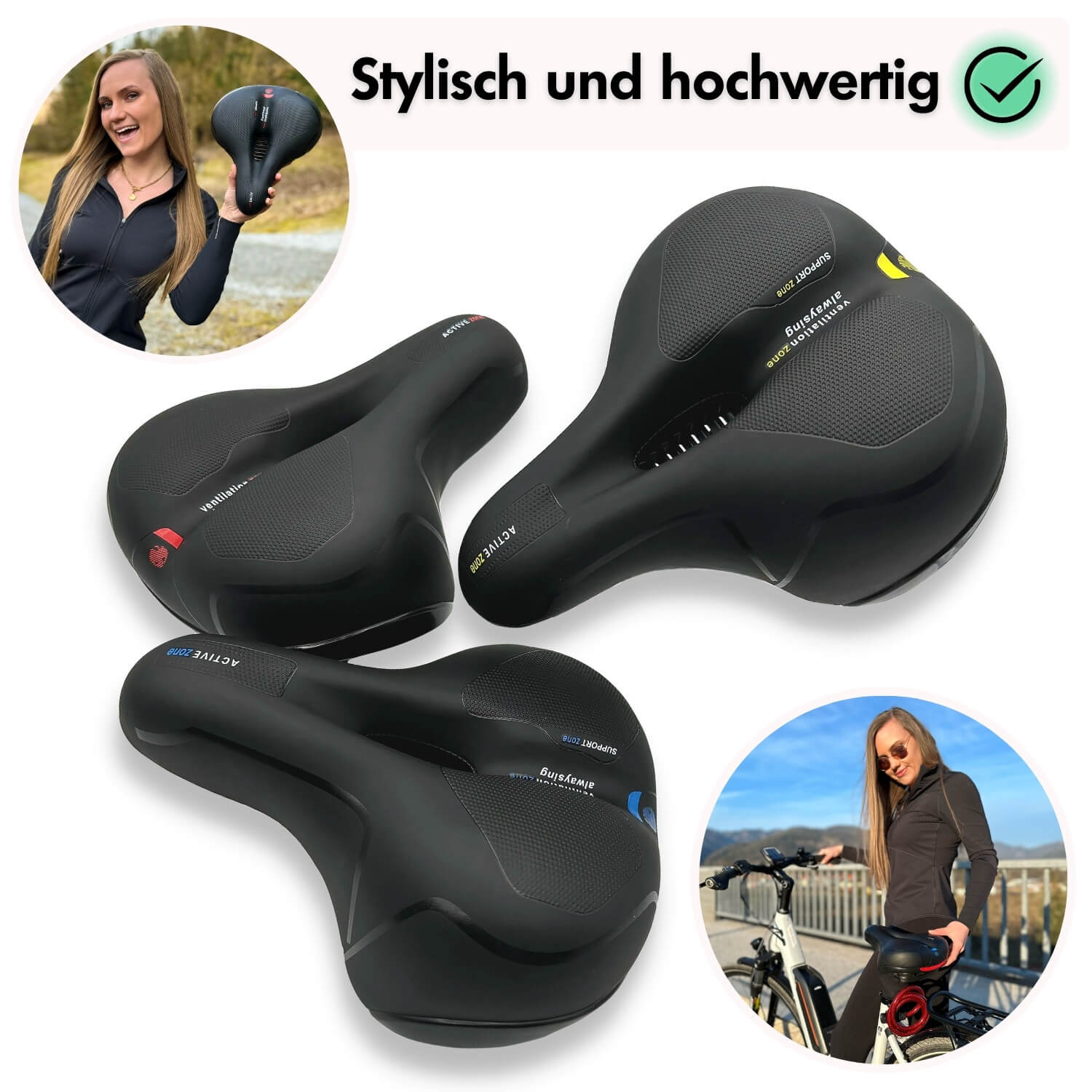 Sandsberg | CloudComfort Pro Fahrradsattel | Druckentlastender Memory-Schaum | Schwarz