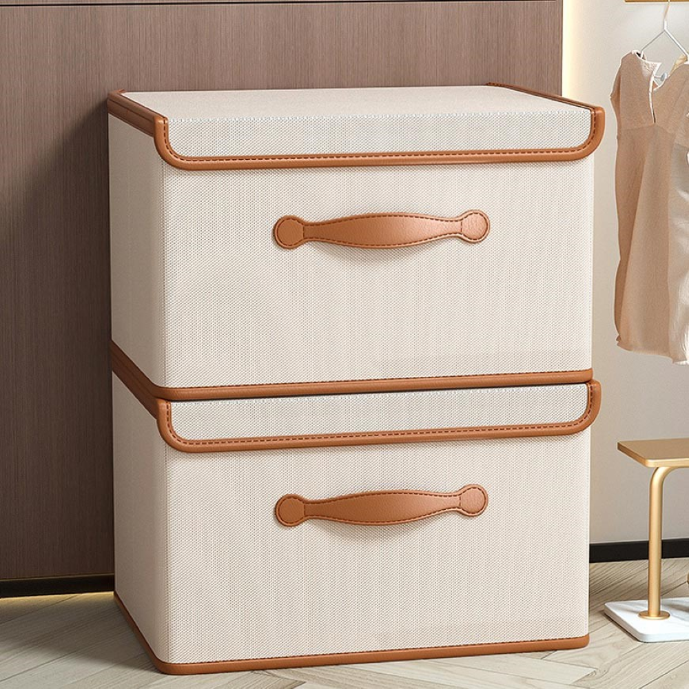 Lorvane – Zusammenklappbare Aufbewahrungsbox mit Deckel und Ledergriffen