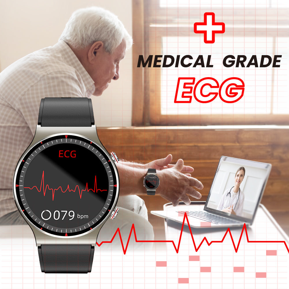 Medizinische EKG-Smartwatch | CFDA-zertifiziert | 512Hz Hochpräzisions-Biosensor | SpO2- & Herzfrequenz-Monitoring | KI-basierte Atemanalyse | IP67 Wasserdicht