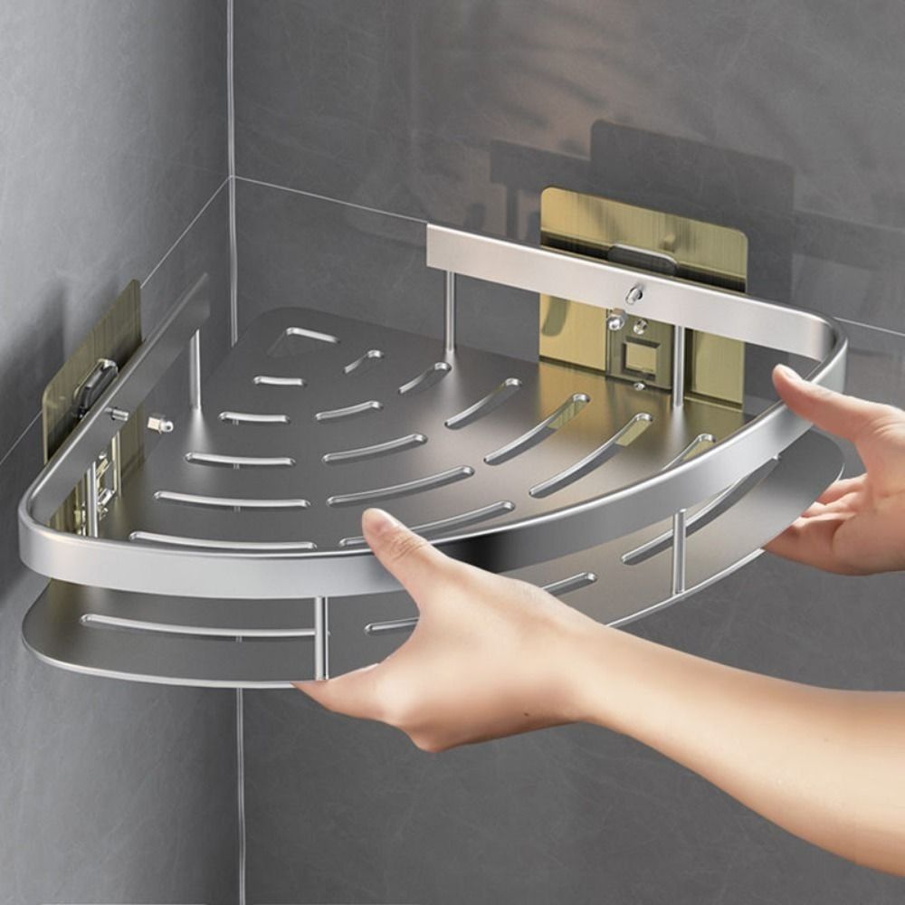 HoekHouder Aluminium Wandregal – Platzsparender Badezimmer Organizer Ohne Bohren