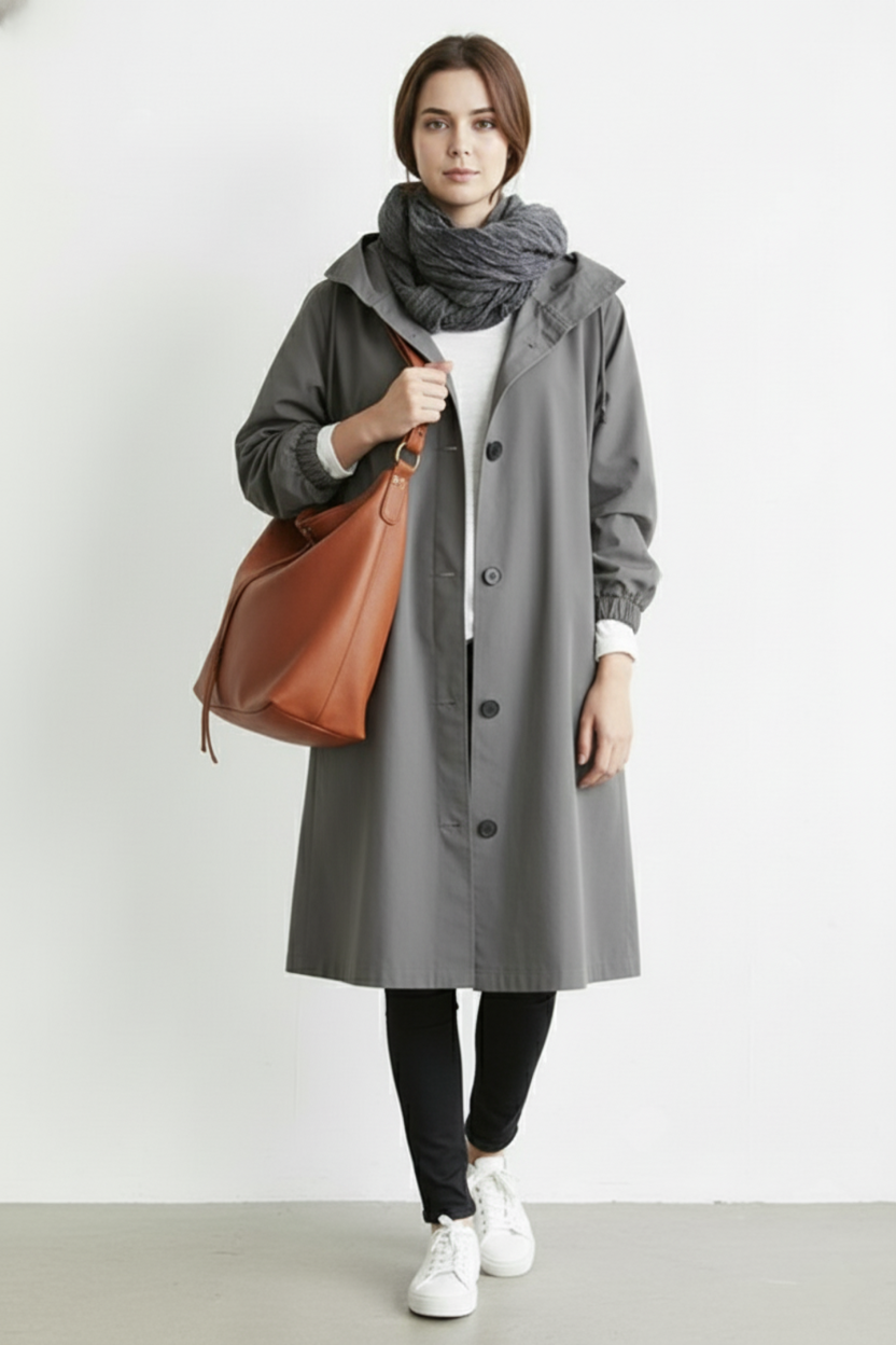 Wind- und Wasserdichter Trenchcoat für Frauen – Mit Kapuze für Herbst & Winter