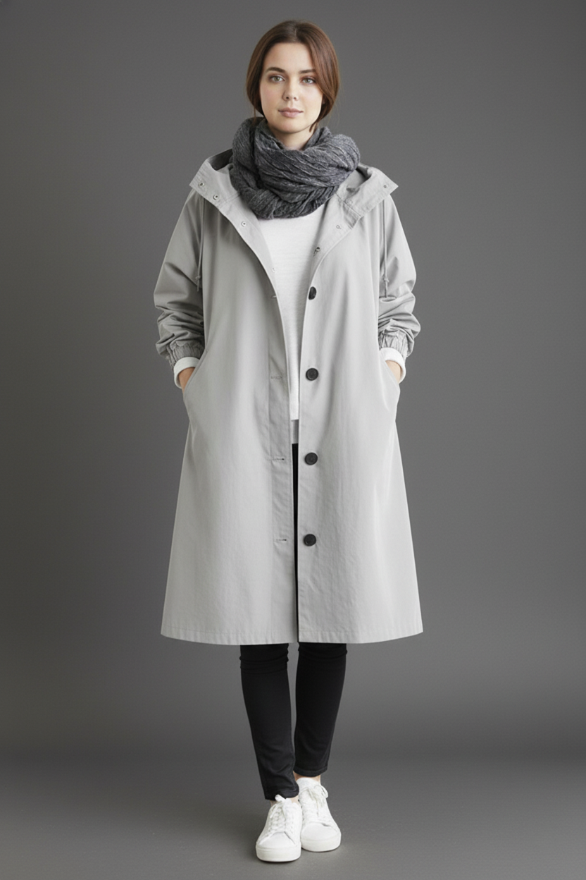 Wind- und Wasserdichter Trenchcoat für Frauen – Mit Kapuze für Herbst & Winter