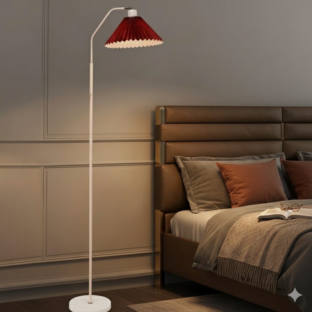 Minimalistische LED Stehlampe mit Faltbarem Stoffschirm