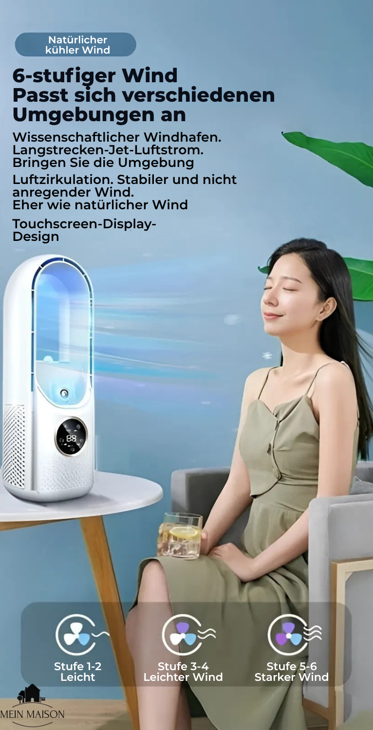 Bladeless USB Ventilator Luftkühler Leise Mit Timer und Luftbefeuchtung