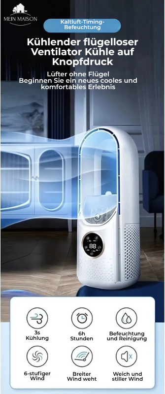 Bladeless USB Ventilator Luftkühler Leise Mit Timer und Luftbefeuchtung