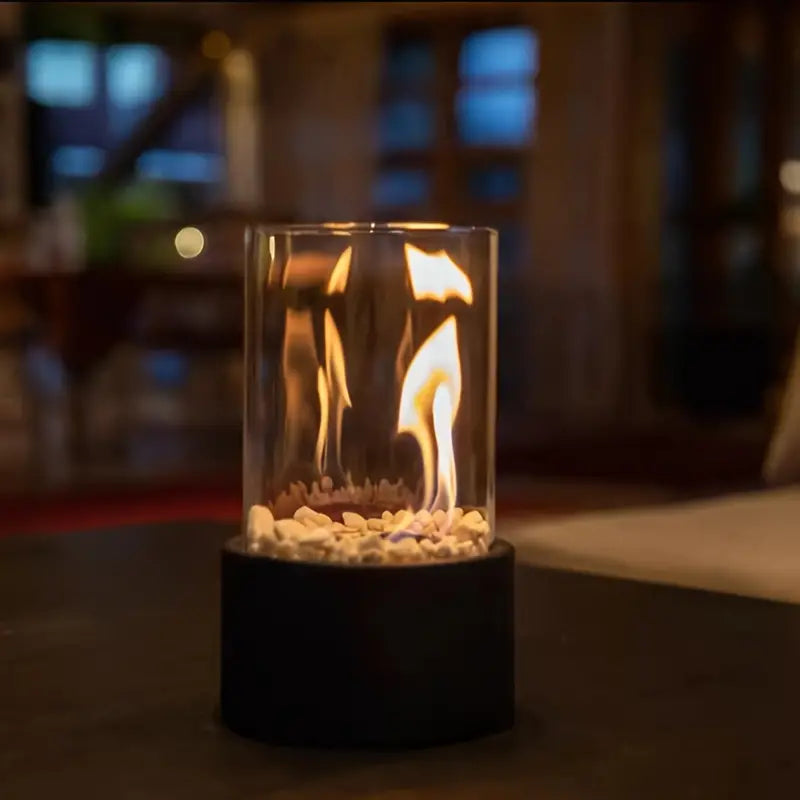GlowEdge Rauchfreie Biofeuerstelle aus Glas für Tisch und Innenräume
