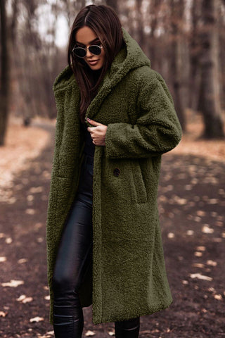 Damen Teddy Mantel mit Kapuze | Heidi-Mode