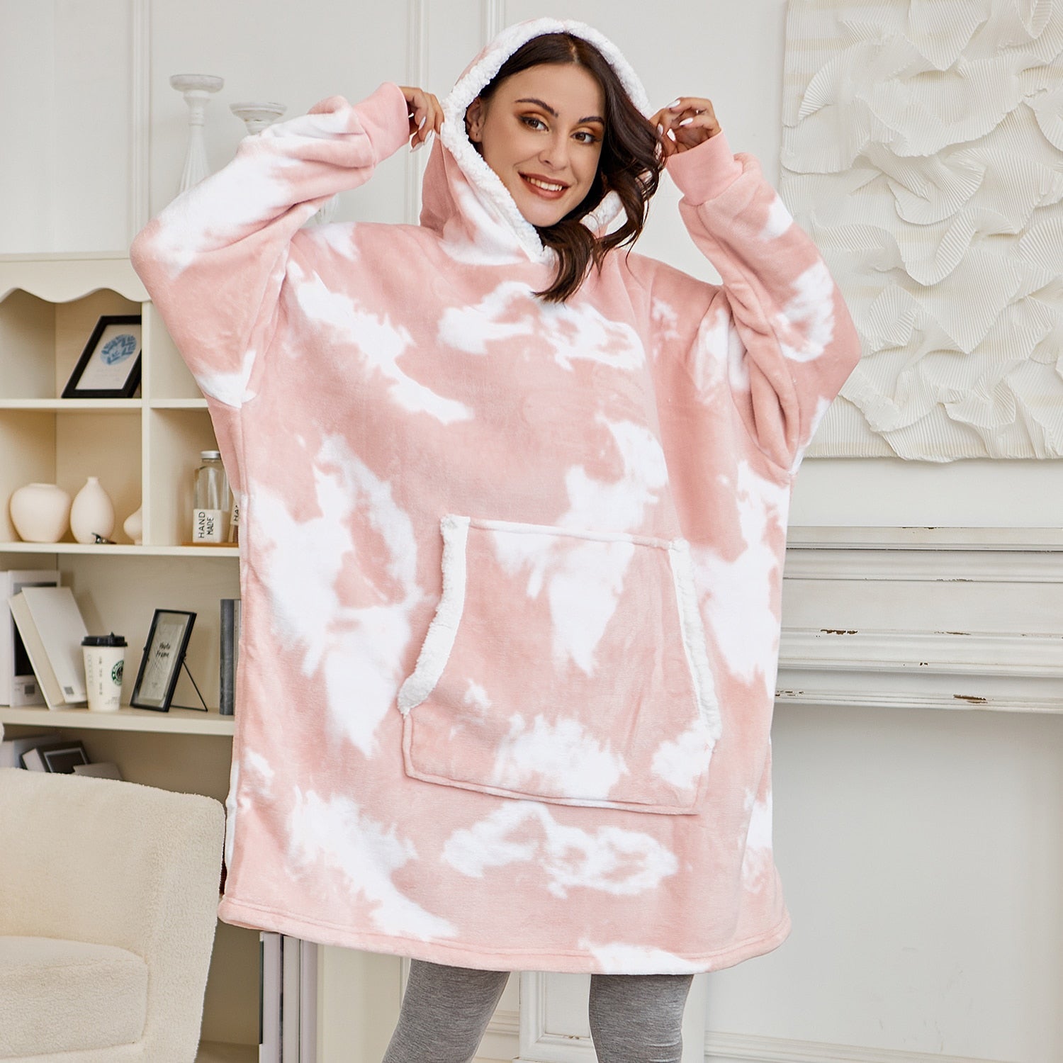 Ultraweiche Fleece- und Woll-Decke mit Kapuze für Komfort und Wärme zu Hause