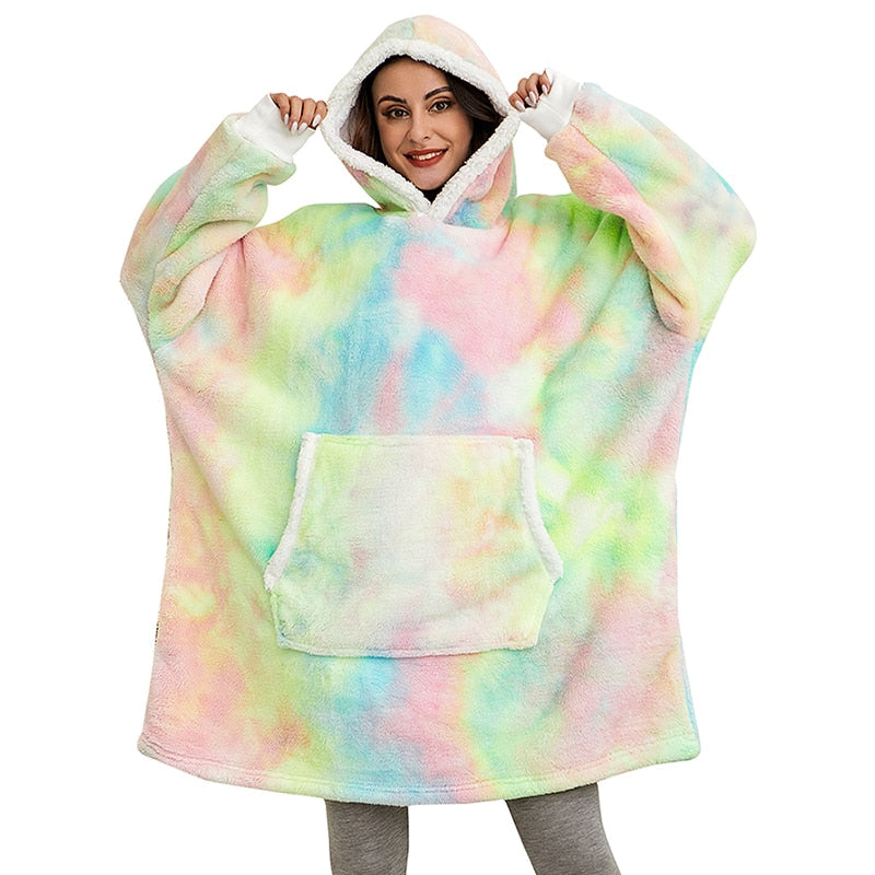 Ultraweiche Fleece- und Woll-Decke mit Kapuze für Komfort und Wärme zu Hause