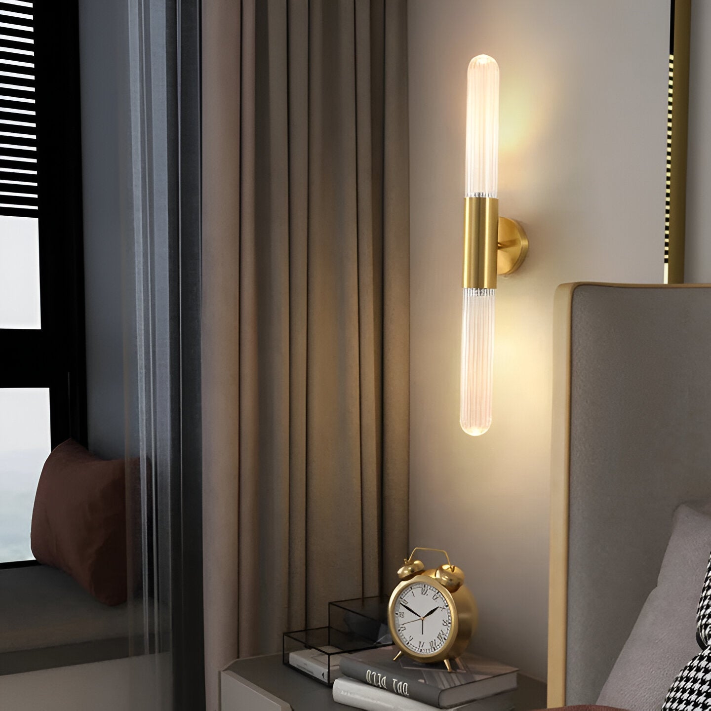 Nordic Water-Ripple Glas Messing Wandlampe LED 1-Licht