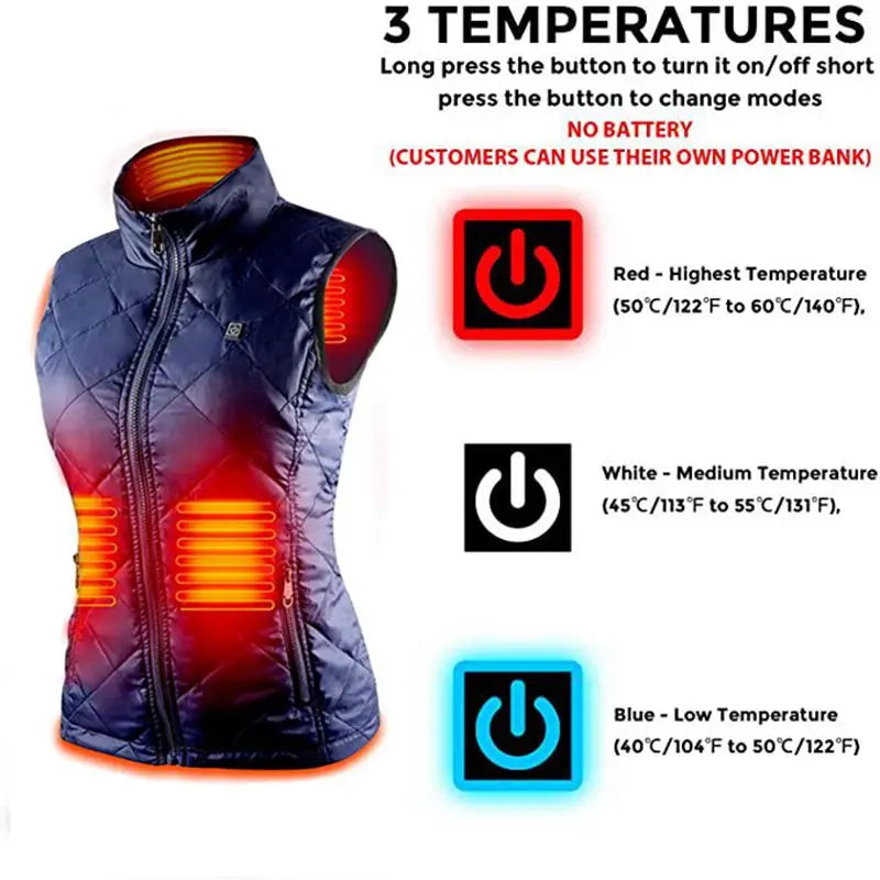 USB- beheizte Thermo-Weste für Damen mit Infrarottechnologie für Herbst und Winter