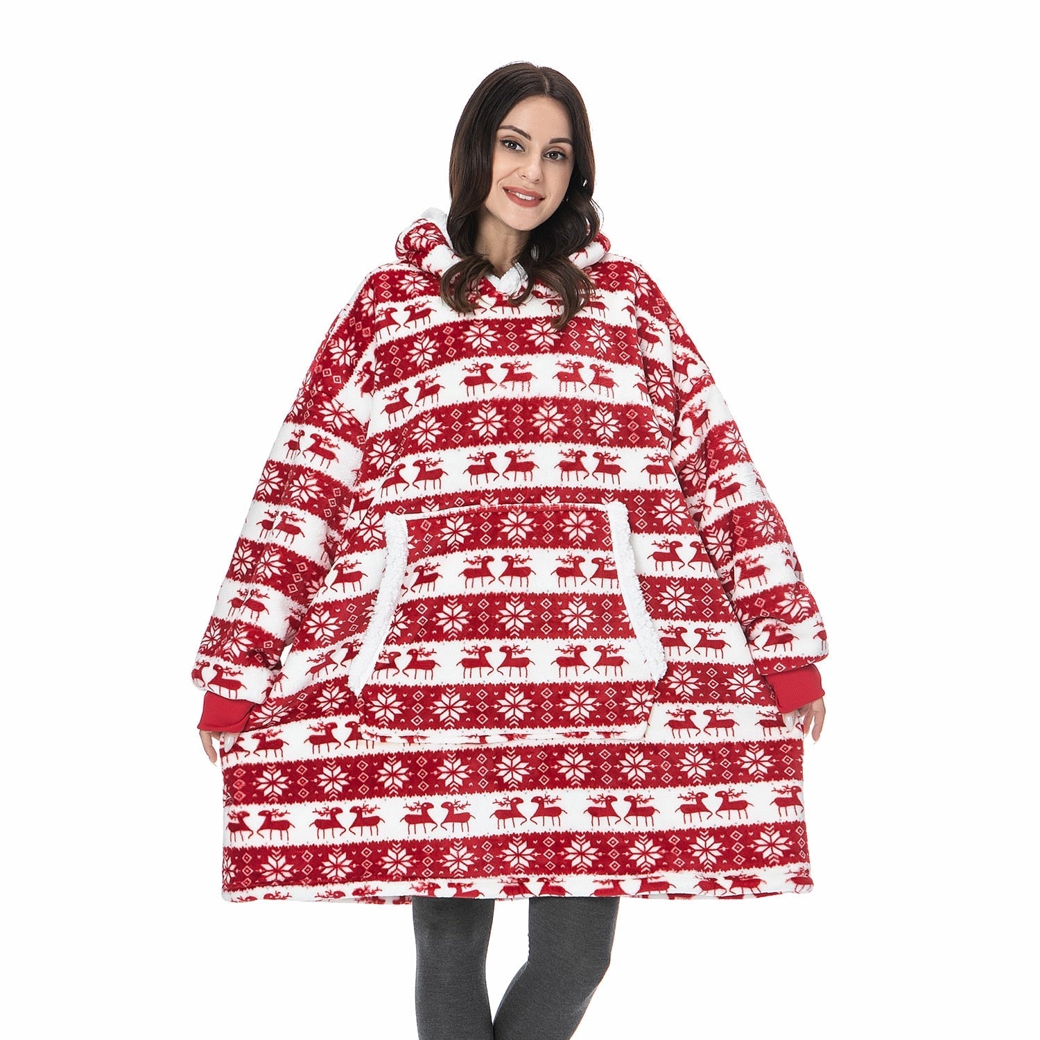 Ultraweiche Fleece- und Woll-Decke mit Kapuze für Komfort und Wärme zu Hause