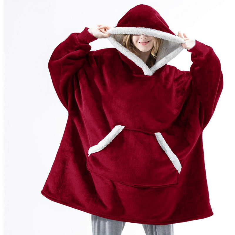 Ultraweiche Fleece- und Woll-Decke mit Kapuze für Komfort und Wärme zu Hause