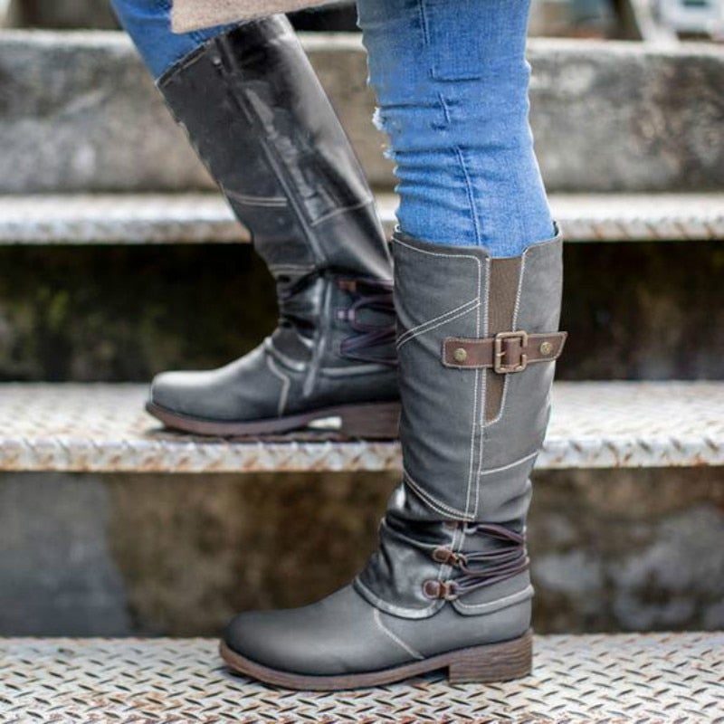 Vintage Stiefel mit Reißverschluss für Frauen