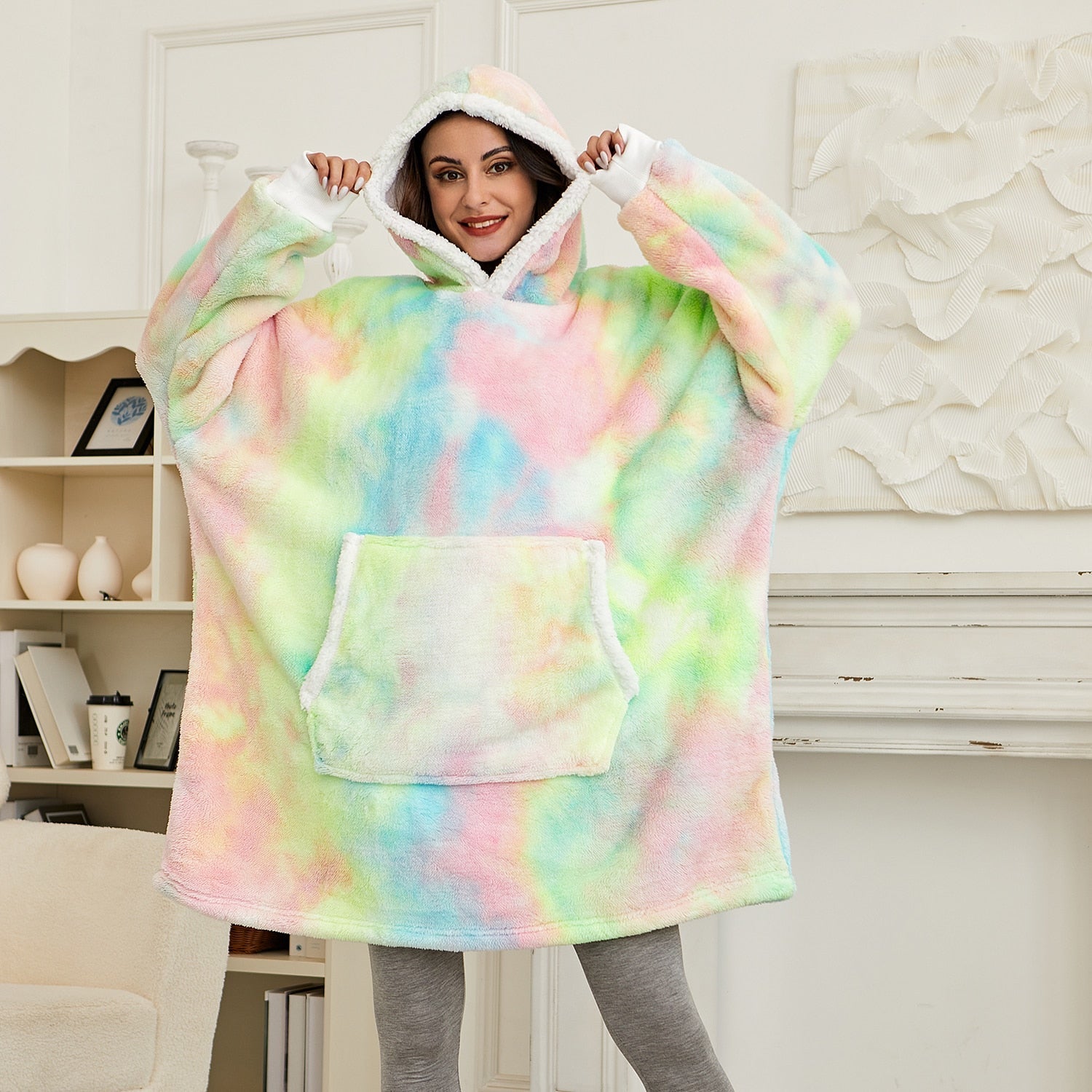 Ultraweiche Fleece- und Woll-Decke mit Kapuze für Komfort und Wärme zu Hause
