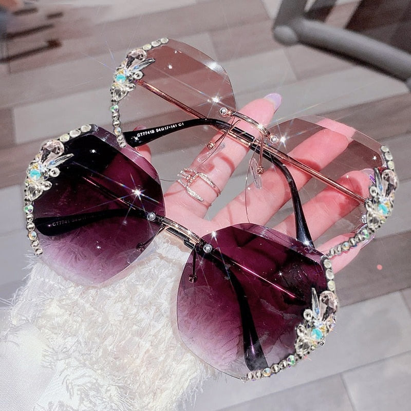 Rhinestone Sonnenbrille ohne Rahmen