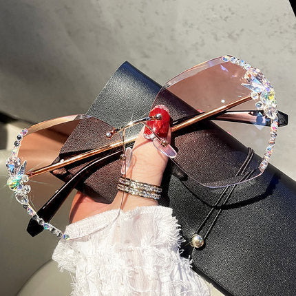 Rhinestone Sonnenbrille ohne Rahmen