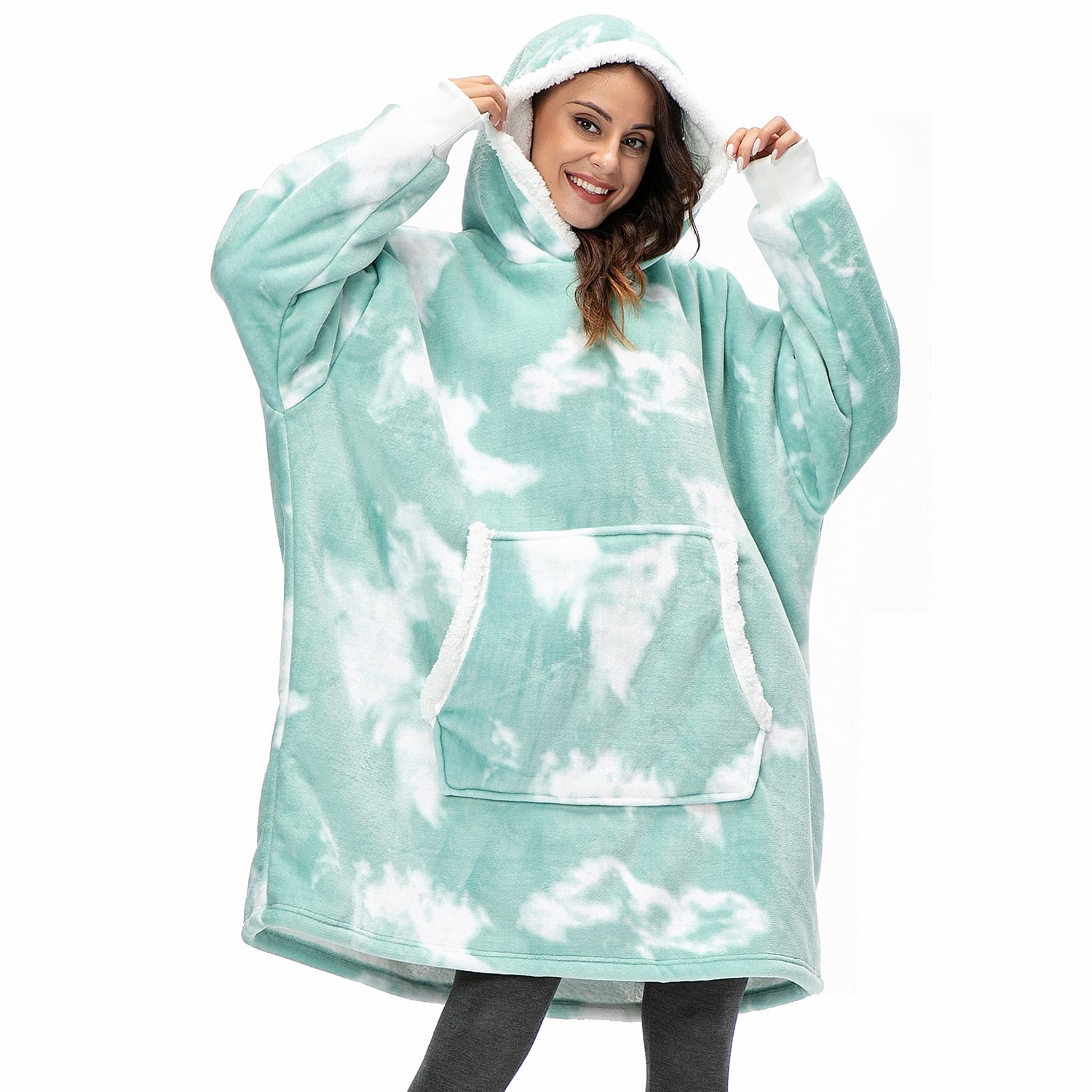 Ultraweiche Fleece- und Woll-Decke mit Kapuze für Komfort und Wärme zu Hause