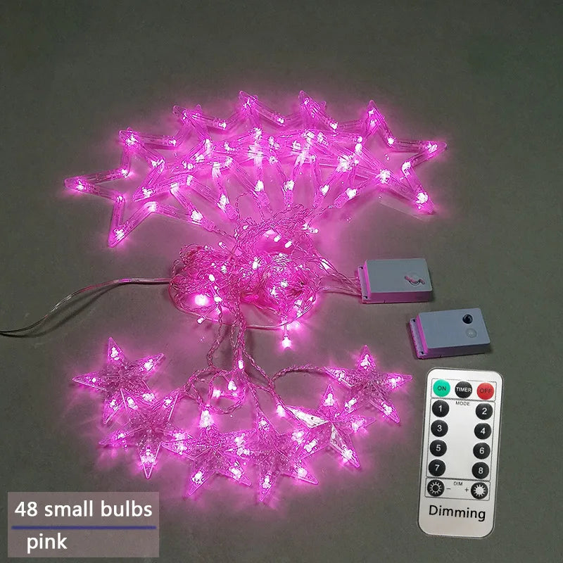 LED Weihnachtslichtervorhang mit Sternen – Warmweißes Licht