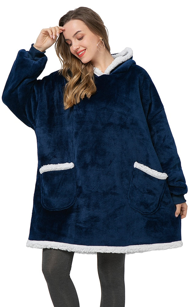 Ultraweiche Fleece- und Woll-Decke mit Kapuze für Komfort und Wärme zu Hause