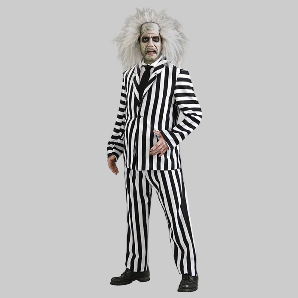 Halloween Kostüm Schwarz Weiß Gestreiftes Anzug