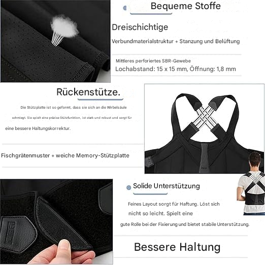 Ergonomischer Haltungskorrektor für Nacken- und Rückenschmerzlinderung Verstellbar und Stabil