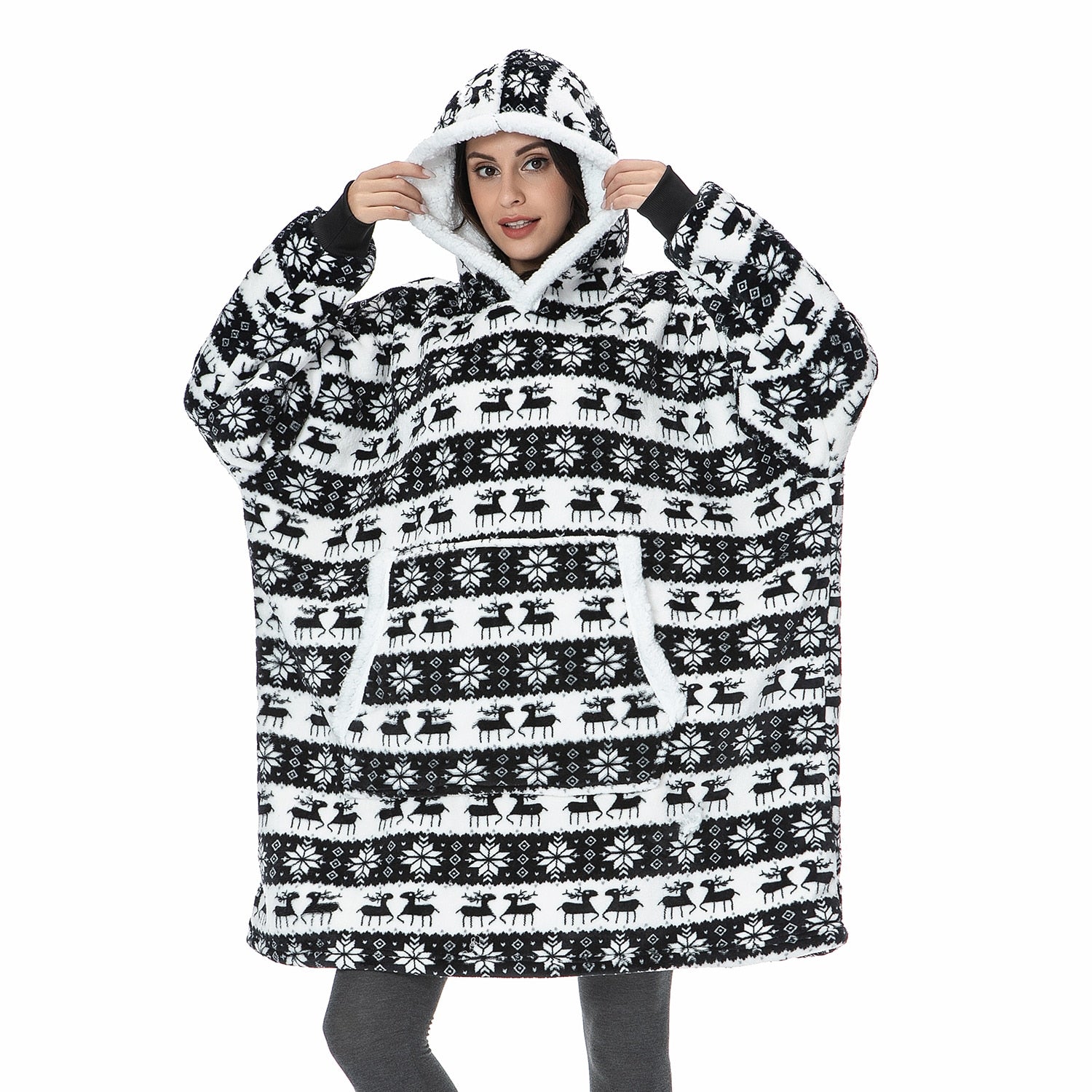 Ultraweiche Fleece- und Woll-Decke mit Kapuze für Komfort und Wärme zu Hause